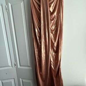 Fashion Nova Shiny Copper Maxi Skirt *NWT*